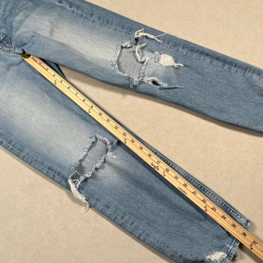 Mother The Tomcat Jeans Women 26 Light Blue Distressed Straight Leg Confession‎